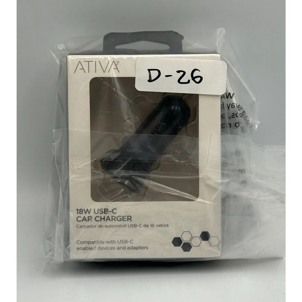 New Ativa 18 Watt USB C Car Charger Plug Adapter for iPhone Android Samsung